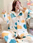 Fashion Bear Blue Air Cotton Geometric Print Maternity Pajamas Set