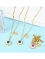 Fashion Blue Bronze Diamond Round Eye Necklace