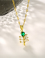 Fashion Tg017 (lip Chain) Green Titanium Steel Inlaid Zirconium Geometric Necklace