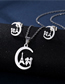 Fashion Silver Color Stainless Steel Moon Necklace And Earring Set