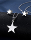 Fashion Silver Color Stainless Steel Five-pointed Star Necklace And Earrings Set