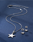 Fashion Silver Color Stainless Steel Five-pointed Star Necklace And Earrings Set