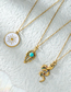 Fashion Olbn1636-q Titanium Steel Blue Pine Leaf Horns Round Snake-shaped Geometric Necklace