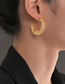 Fashion Gold Color Titanium Steel Diamond Hollowed Moon Stud Earrings