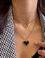 Fashion Gold Color Titanium Steel Mosaic Heart Double Necklace