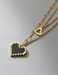 Fashion Gold Color Titanium Steel Mosaic Heart Double Necklace