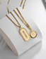 Fashion Gold Color Titanium Steel Letter Tag Double-layer Necklace