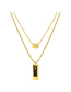 Fashion Gold Color Titanium Steel Tag Double Layer Necklace