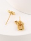 Fashion Gold Copper Inlaid Zirconium Key Lock Earrings