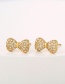 Fashion Gold Copper Inlaid Zirconium Bow Stud Earrings