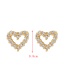 Fashion Gold Copper Inlaid Zirconium Love Ear Studs