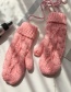 Fashion Light Pink Twist-knit Double-layer Halter Mittens