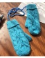 Fashion Light Blue Twist-knit Double-layer Halter Mittens