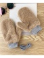 Fashion White Polar Fleece Plus Fleece Full Finger Gloves