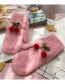 Fashion Light Gray/pink Cherry Rabbit Fur Knitted Cherry And Velvet Mittens