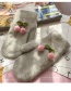 Fashion Pink/pink Cherry Rabbit Fur Knitted Cherry And Velvet Mittens