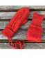 Fashion Scarlet Twist Knit And Velvet Halterneck Mittens