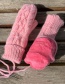 Fashion Light Pink Twist Knit And Velvet Halterneck Mittens