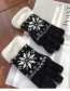 Fashion Black Cartoon Snowflake Print Plus Velvet Finger Gloves