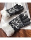Fashion Pink Cartoon Snowflake Print Plus Velvet Finger Gloves