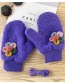 Fashion Purple Cartoon Flower Hand Plus Velvet Halter Mittens