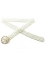 Fashion White Geometric Pearl Woven Round Buckle Wide-sided Belt