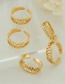 Fashion Gold Color Titanium Steel Gold-plated Toothed Hollow Diamond Open Ring
