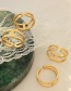 Fashion Gold Color Titanium Steel Gold-plated Hollow C-shaped Ring