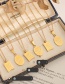 Fashion Gold Coloren Square Necklace 40+5cm Titanium Steel Gold-plated Geometric Tag Necklace