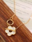 Fashion Steel Color Titanium Steel Gold-plated White Sea Shell Flower Ot Buckle Necklace