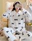 Fashion Lapel Bow Air Cotton Geometric Print Maternity Pajamas Set
