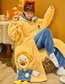 Fashion Winnie The Pooh Flannel And Velvet Cartoon Hooded Nightgown And Pants Pajama Set