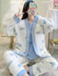 Fashion Blue Cat Air Cotton Cartoon Print Maternity Pajamas Set