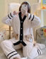 Fashion Bowknot Coral Fleece Geometric Cartoon Pajamas Set