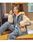 Fashion 6# Coral Fleece Cartoon Thick Quilted Hooded Pajamas Set