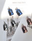 Fashion Blue Acrylic Geometric Embossed Face Earrings