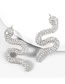 Fashion Silver Color Alloy Diamond Snake Shape Stud Earrings