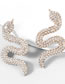 Fashion Silver Color Alloy Diamond Snake Shape Stud Earrings