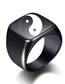 Fashion Gun Black Titanium Steel Tai Chi Geometry Ring