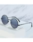 Fashion Silver Color Frame Blue Film Geometric Round Sunglasses