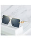 Fashion Gold Color Frame All Gray Piece Large Square Frame Sunglasses