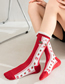 Fashion Red Cotton Geometric Print Socks