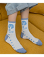 Fashion Blue Cotton Geometric Print Socks