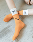 Fashion Smiley Blue Cotton Smiley Face Embroidery Stitching Socks