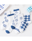 Fashion Socks Blue Full Body Bear Cotton Geometric Print Socks