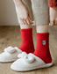 Fashion Blessing Coral Fleece Geometric Embroidery Thick Tube Socks