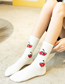 Fashion Milky White 3 Cherries Cotton Geometric Print Socks