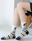 Fashion Pinstripe Cotton Geometric Print Socks