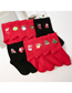 Fashion Red Bells Cotton Christmas Embroidered Wood Ear Socks