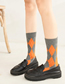 Fashion Navy Cotton Rhombus Print Socks